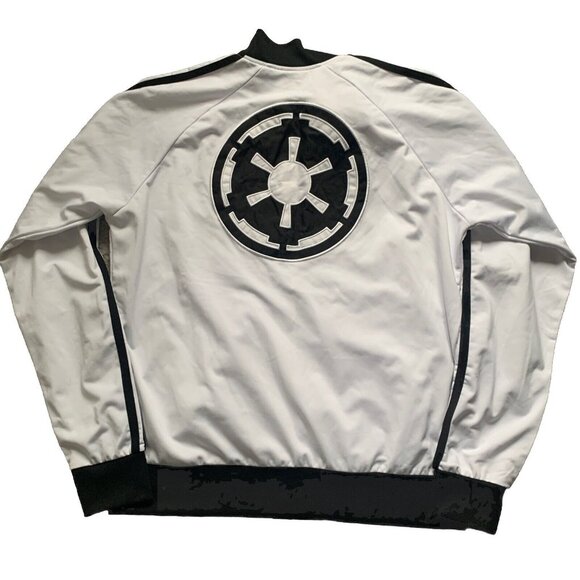 Disney Star Wars Imperial Logo Jacket Zipper Closure Size Large White & Black - Picture 6 of 12